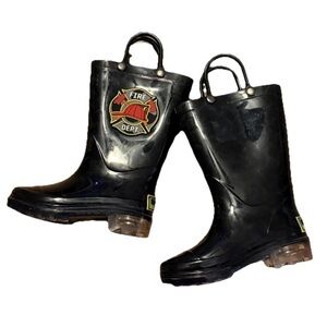 Fire Rescue Boots 5/6 Western Chief Kids  Costume Halloween Rain Boots LIGHTS UP